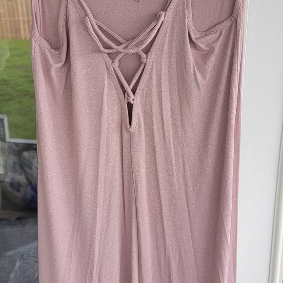 Beautiful Bershka Pink Maxi Tie Back Maxi Dress - Picture 7 of 7
